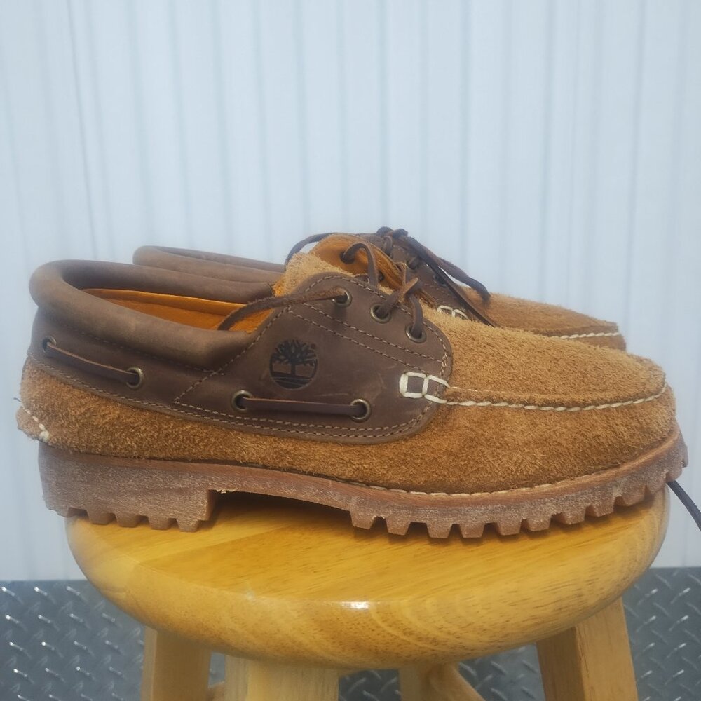 Timberland Brown and Tan Slip-On Loafers with Moccasin Stitching